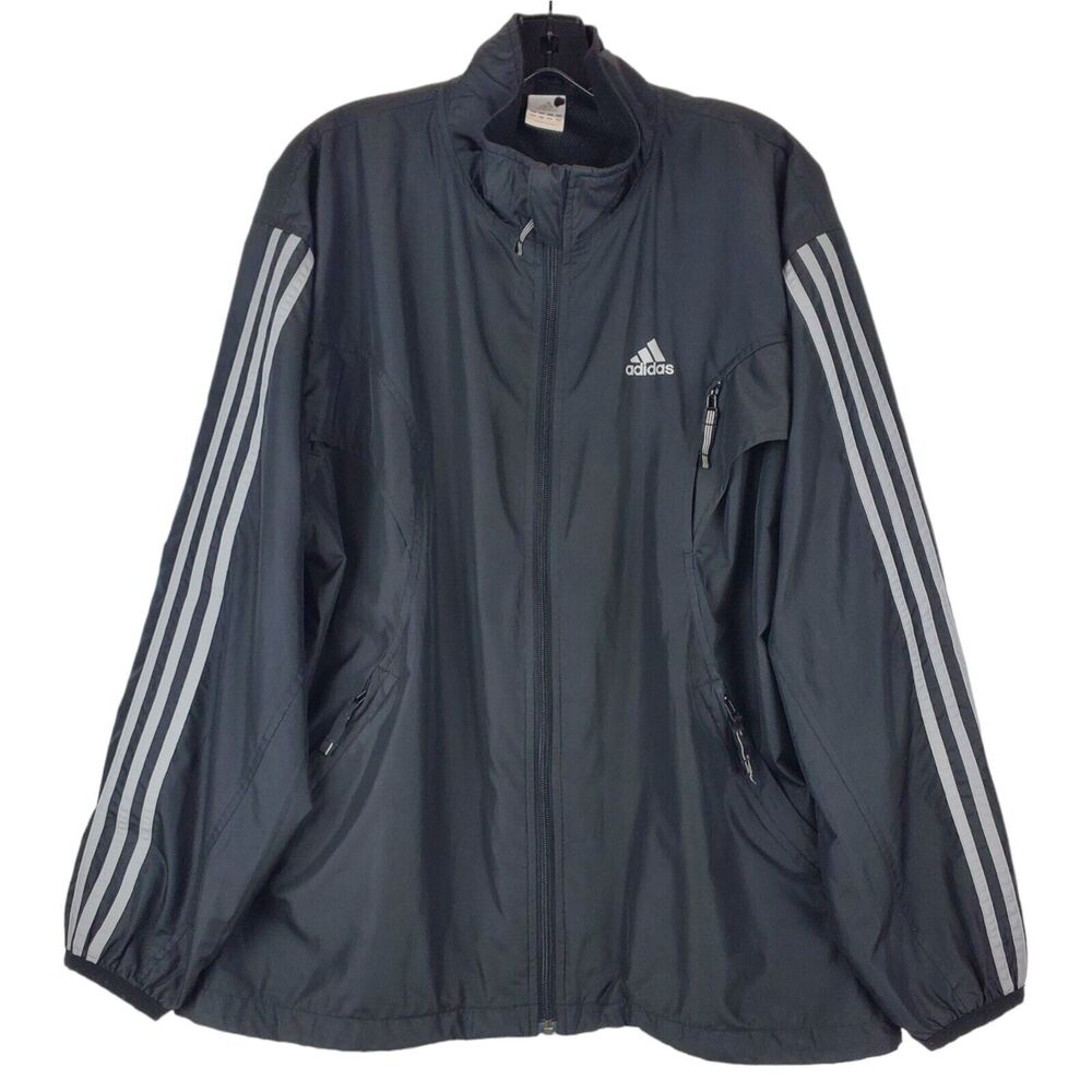 Vintage ADIDAS Jacket Adult Medium Black 3 Stripes Athleisure Track Full Zip